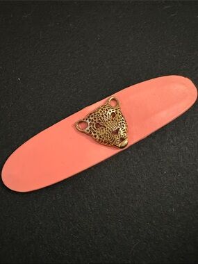 Coral Slap Bracelet with Gold Leopard Accent - Women Jewelry Bracelets
